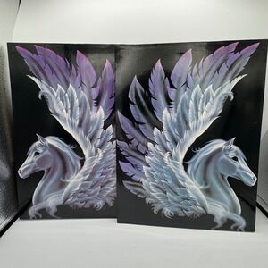 Vintage 80s Mead Fantasy Pegasus Portfolio Folders Set of 2 Winged Horse Black